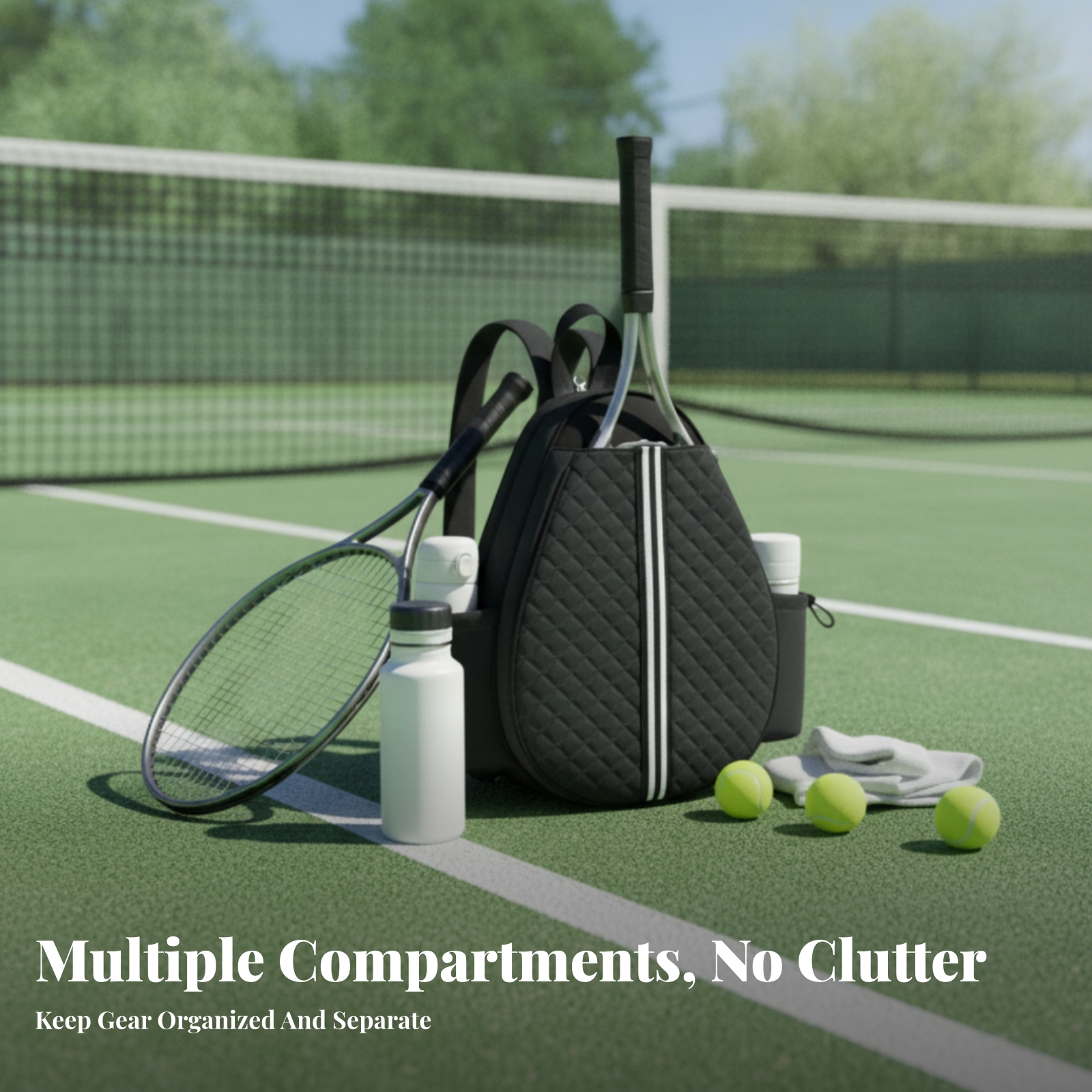 Side Pockets Quilted Tennis Ba - Backpack Racket Bag avis et prix